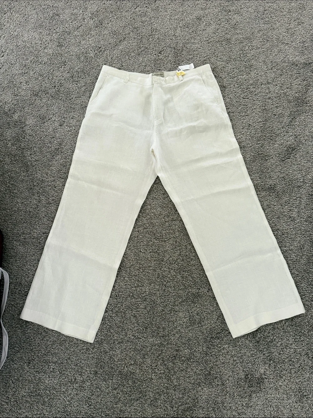 Portofolio Men's Cream Linen Straight-Leg Pants size 40